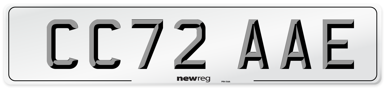 CC72 AAE Front Number Plate