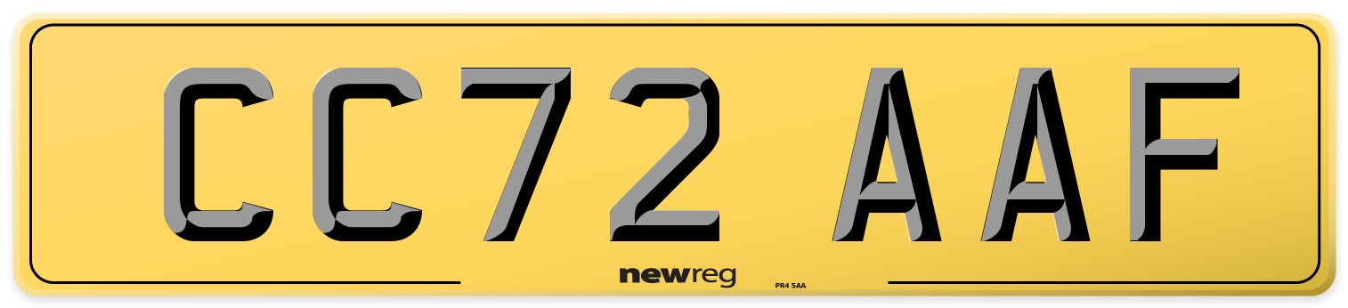 CC72 AAF Rear Number Plate