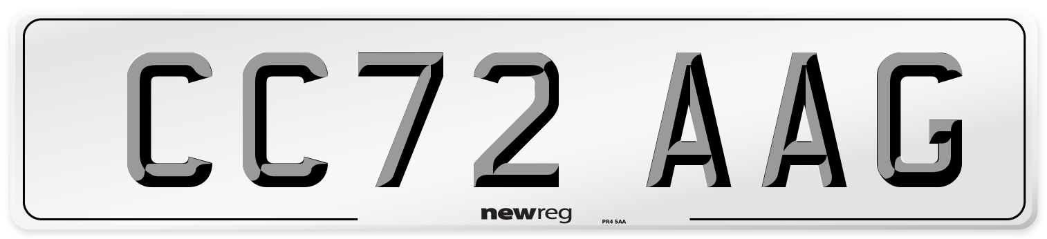 CC72 AAG Front Number Plate