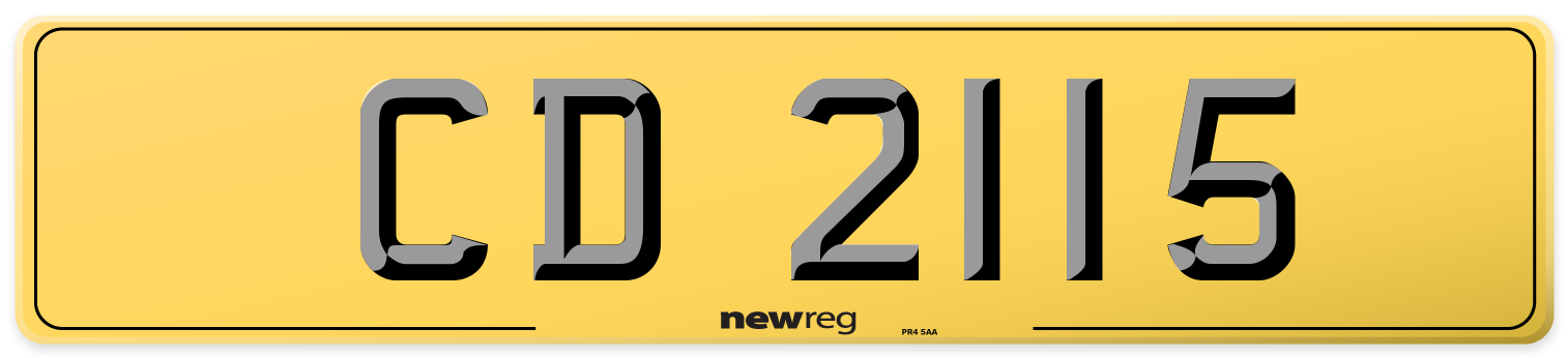 CD 2115 Rear Number Plate
