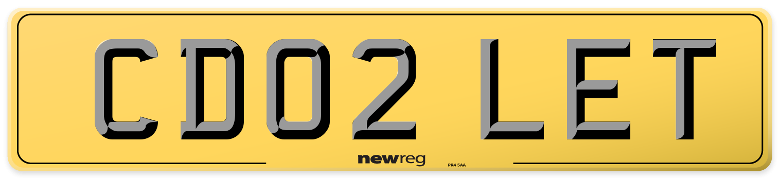 CD02 LET Rear Number Plate
