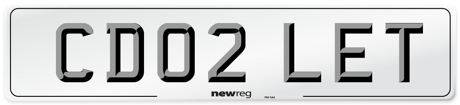 CD02 LET Front Number Plate