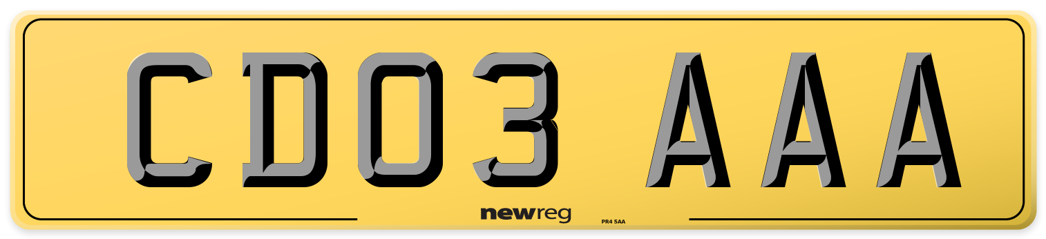 CD03 AAA Rear Number Plate