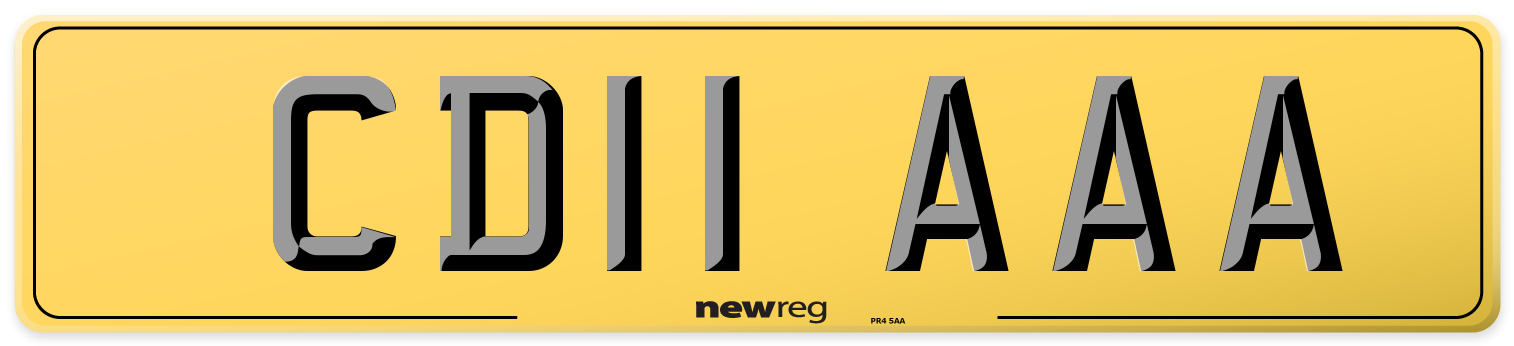 CD11 AAA Rear Number Plate