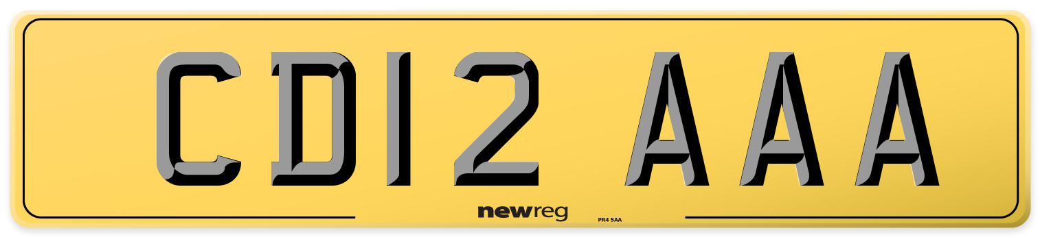 CD12 AAA Rear Number Plate