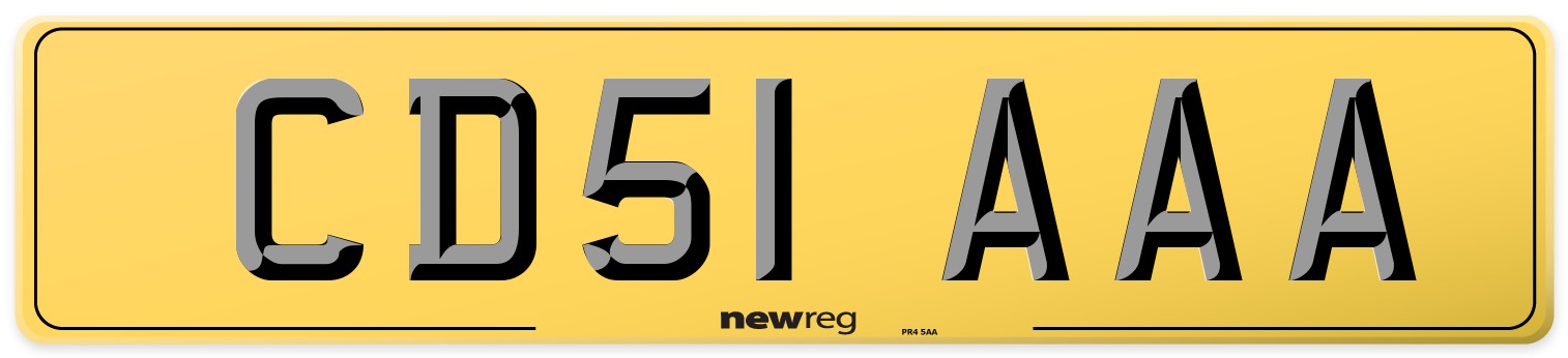 CD51 AAA Rear Number Plate