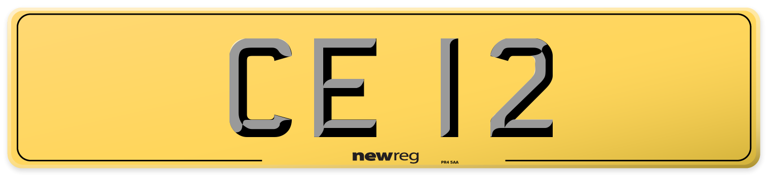 CE 12 Rear Number Plate