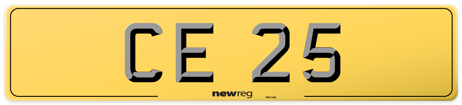 CE 25 Rear Number Plate