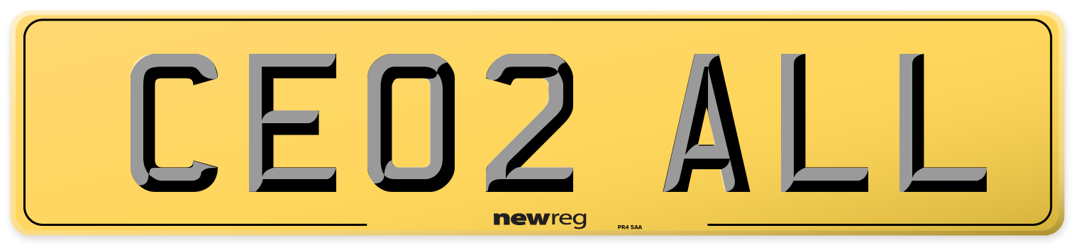 CE02 ALL Rear Number Plate