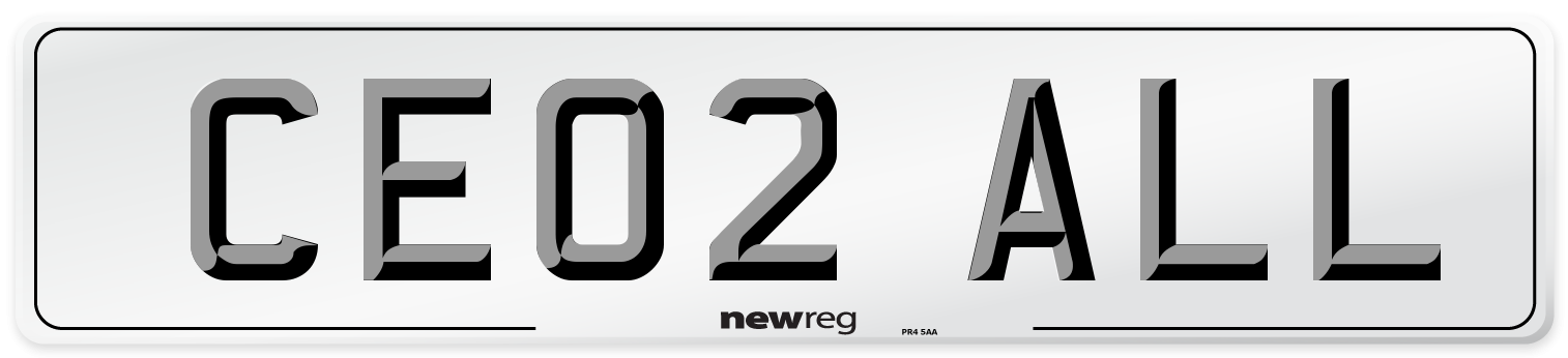 CE02 ALL Front Number Plate