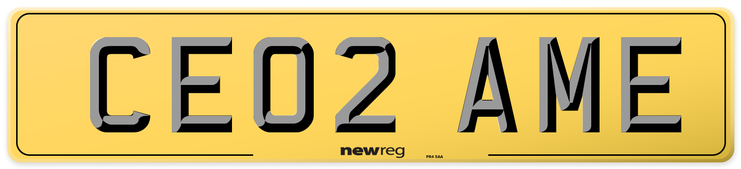 CE02 AME Rear Number Plate