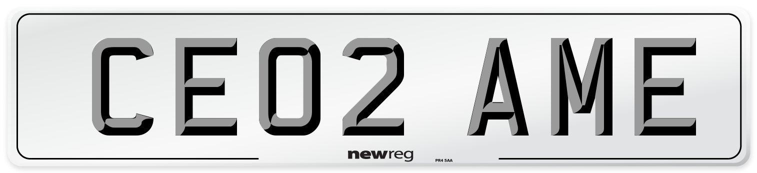CE02 AME Front Number Plate