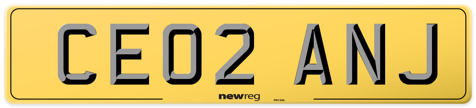 CE02 ANJ Rear Number Plate