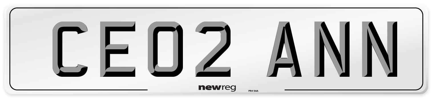 CE02 ANN Front Number Plate