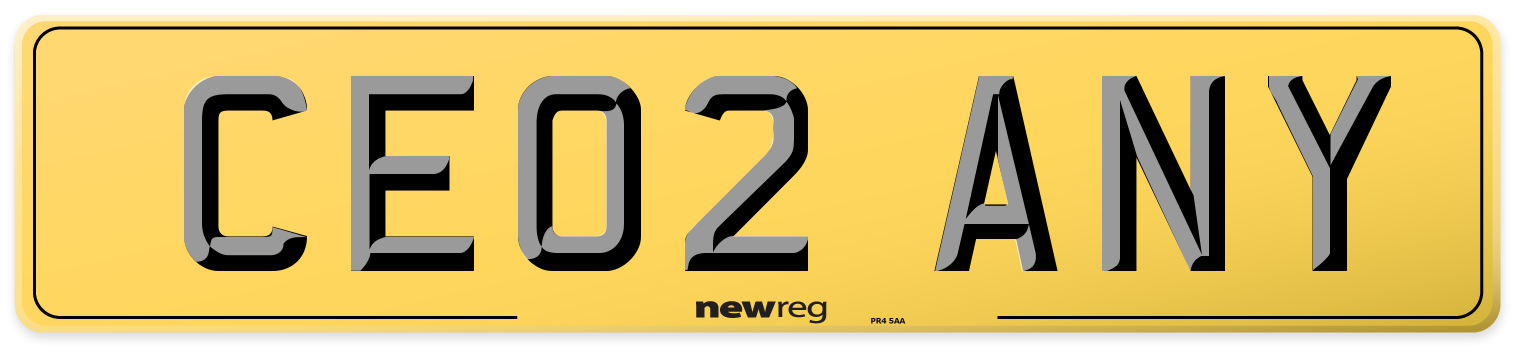 CE02 ANY Rear Number Plate