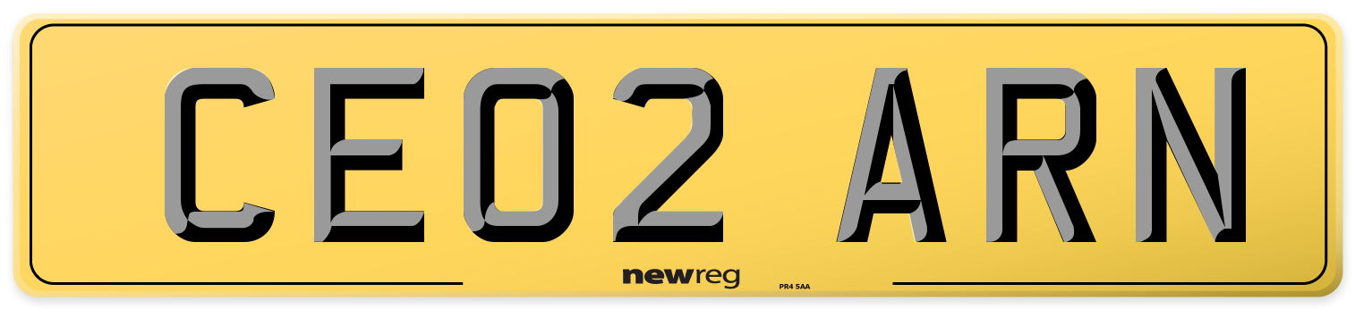 CE02 ARN Rear Number Plate