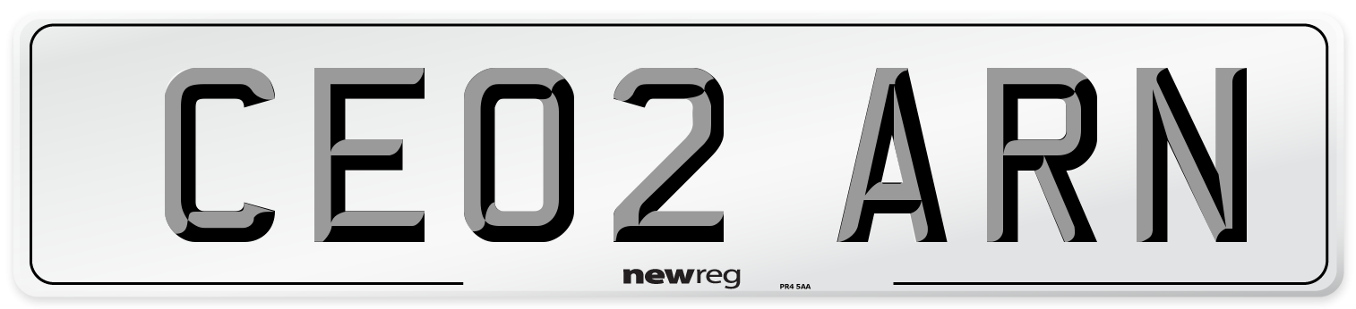 CE02 ARN Front Number Plate