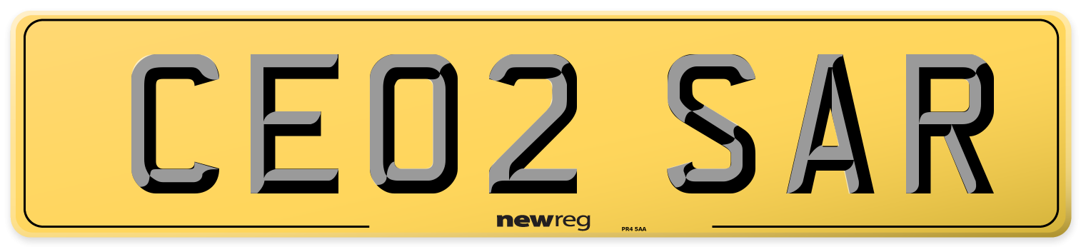 CE02 SAR Rear Number Plate