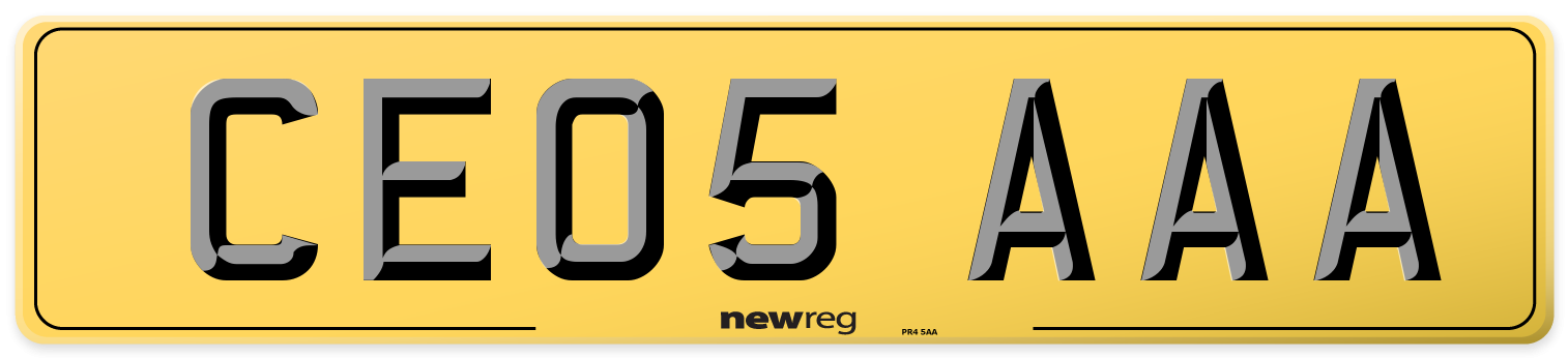 CE05 AAA Rear Number Plate