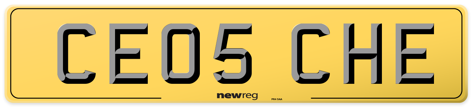 CE05 CHE Rear Number Plate