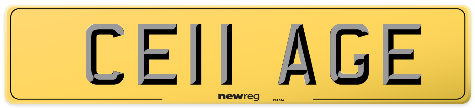 CE11 AGE Rear Number Plate