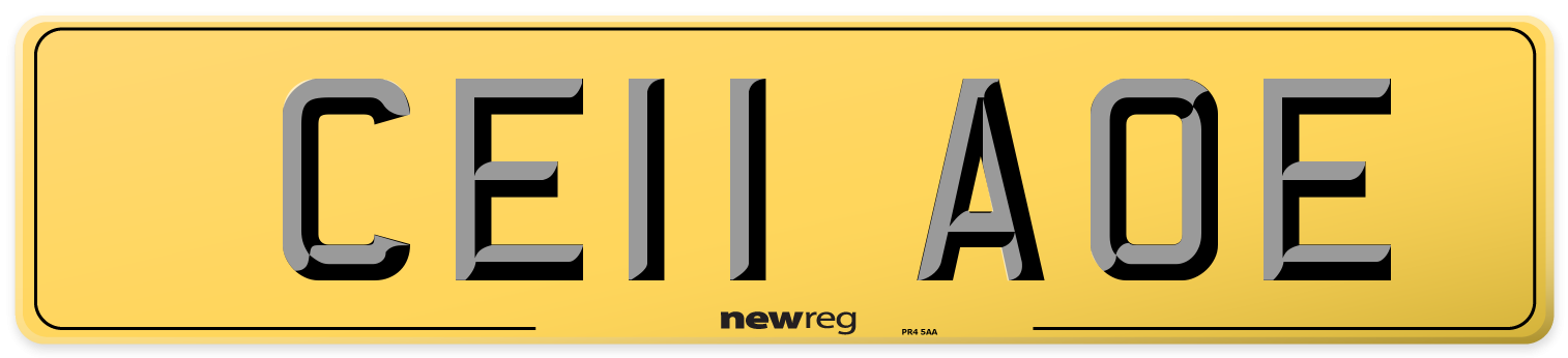 CE11 AOE Rear Number Plate