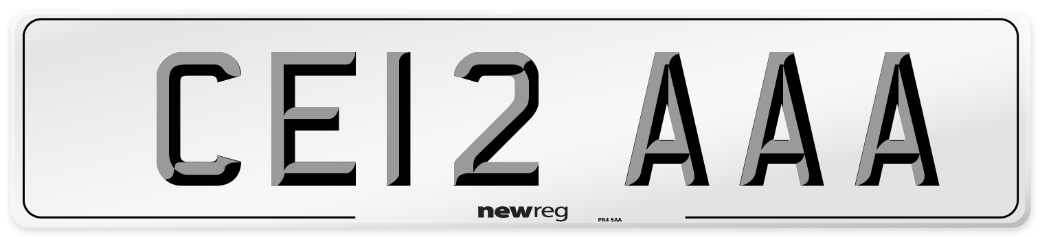 CE12 AAA Front Number Plate