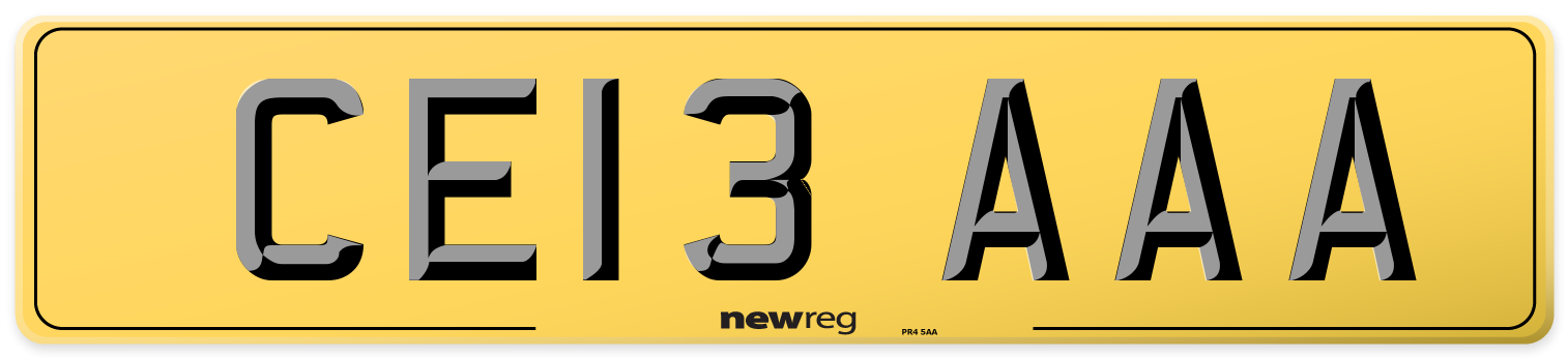 CE13 AAA Rear Number Plate
