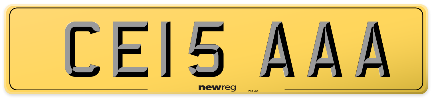 CE15 AAA Rear Number Plate