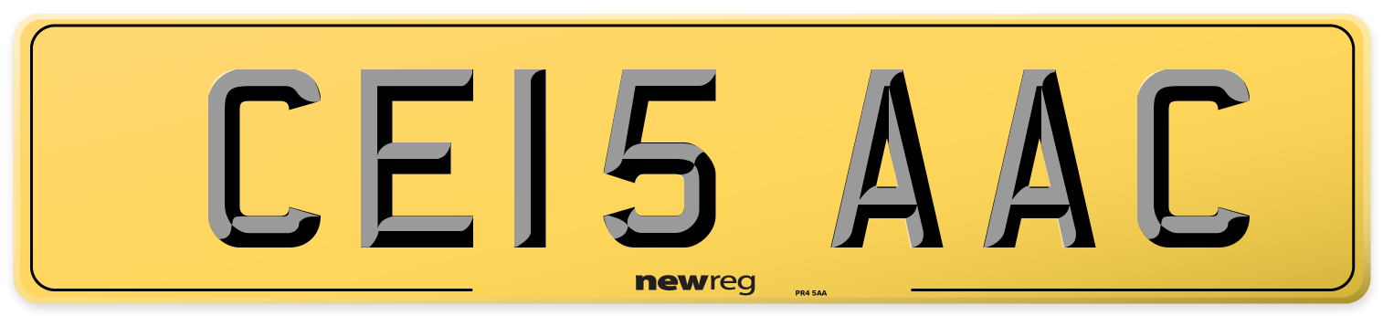 CE15 AAC Rear Number Plate