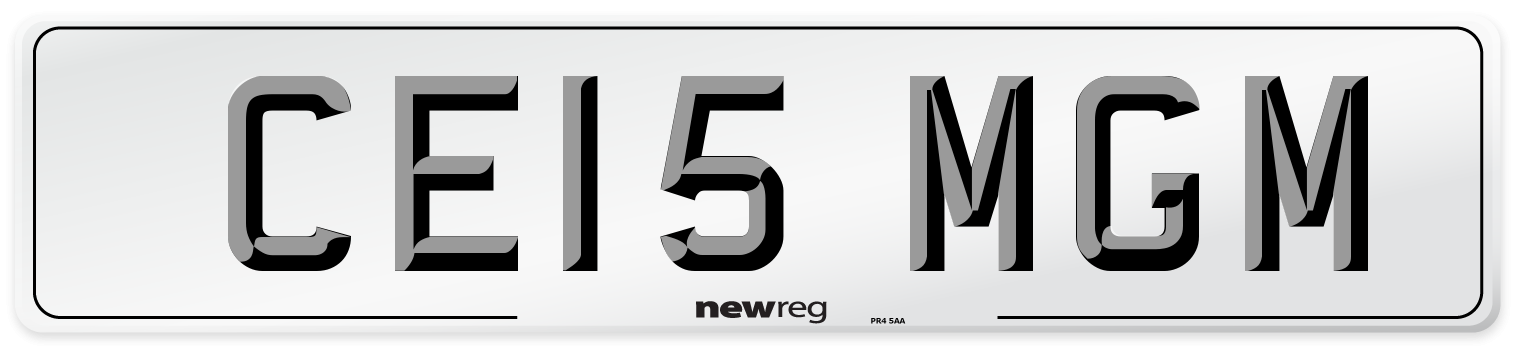 CE15 MGM Front Number Plate