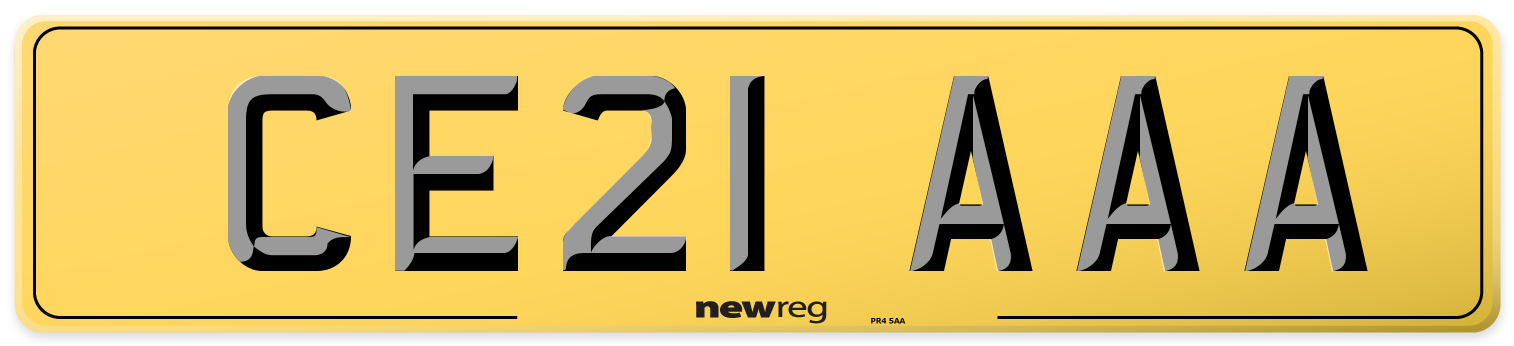 CE21 AAA Rear Number Plate