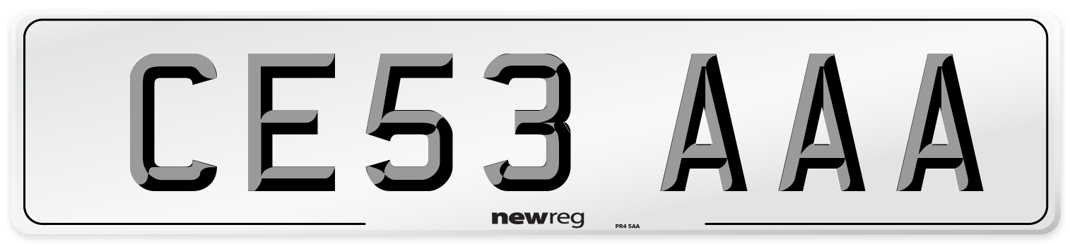 CE53 AAA Front Number Plate