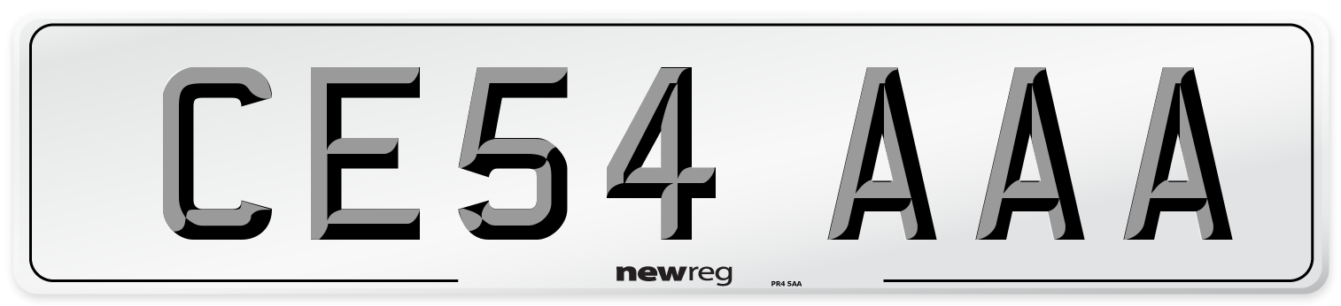 CE54 AAA Front Number Plate