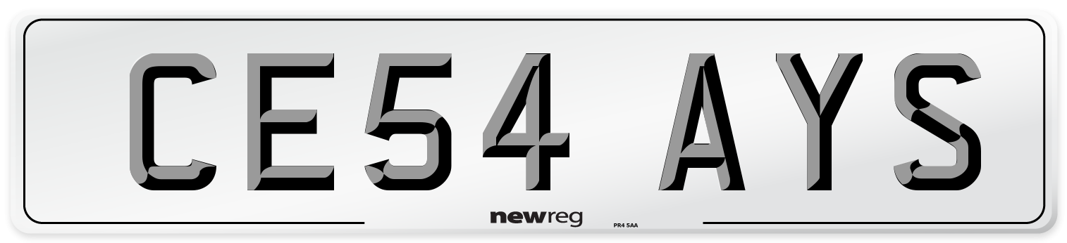 CE54 AYS Front Number Plate