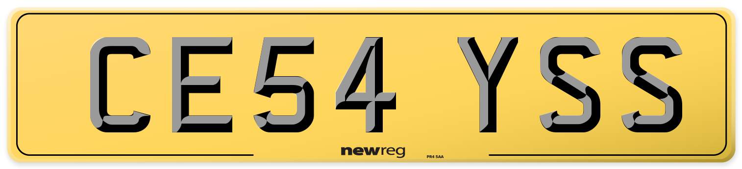 CE54 YSS Rear Number Plate