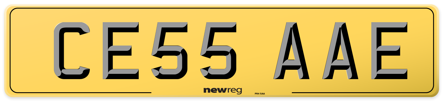 CE55 AAE Rear Number Plate