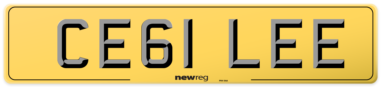 CE61 LEE Rear Number Plate