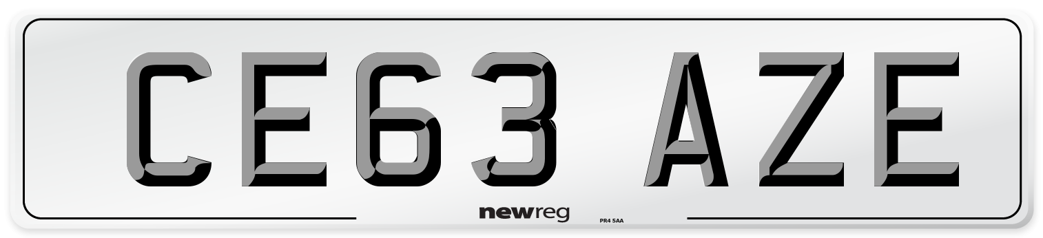 CE63 AZE Front Number Plate