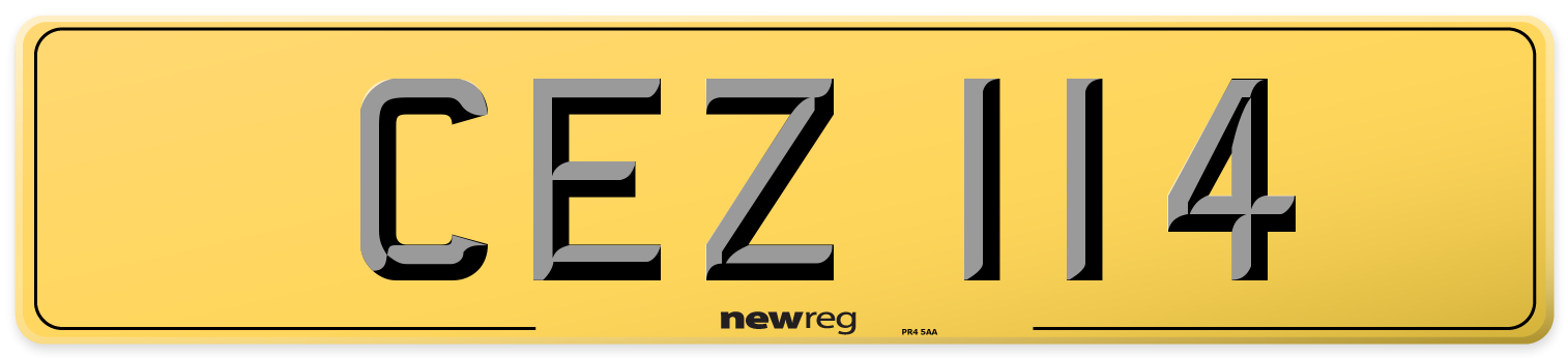 CEZ 114 Rear Number Plate