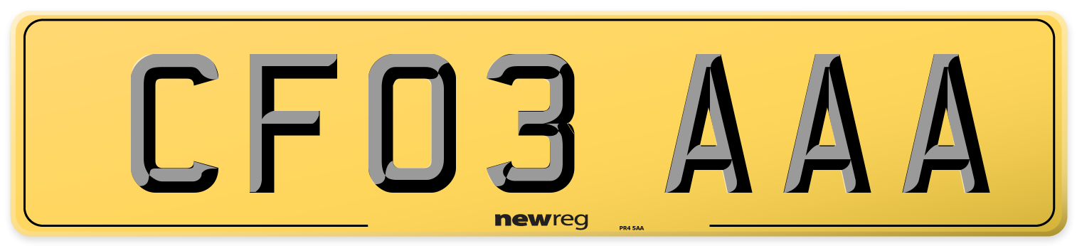 CF03 AAA Rear Number Plate