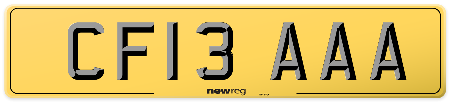 CF13 AAA Rear Number Plate