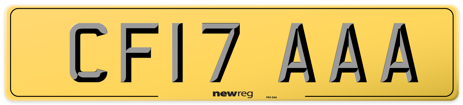 CF17 AAA Rear Number Plate