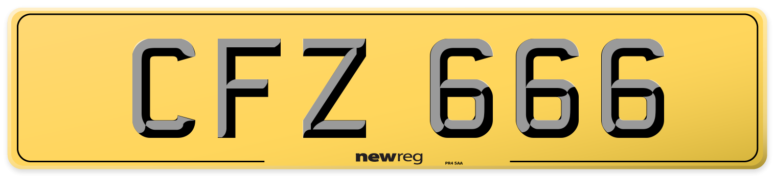 CFZ 666 Rear Number Plate