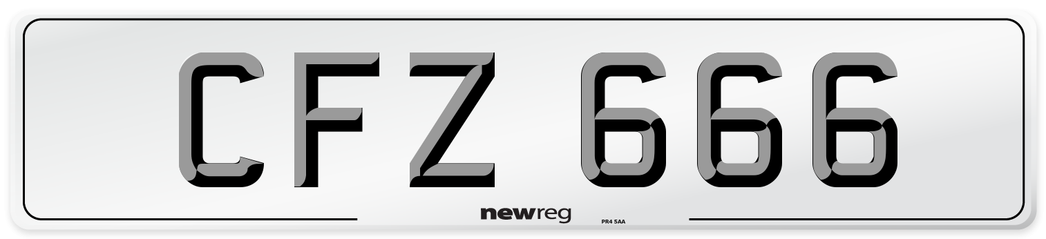 CFZ 666 Front Number Plate