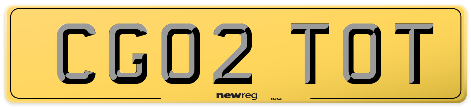CG02 TOT Rear Number Plate