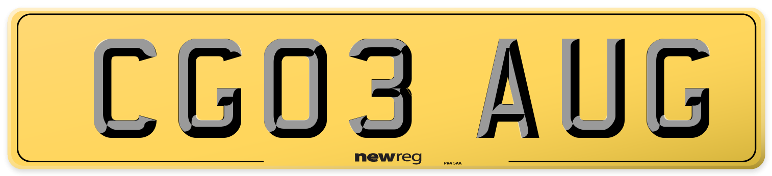 CG03 AUG Rear Number Plate