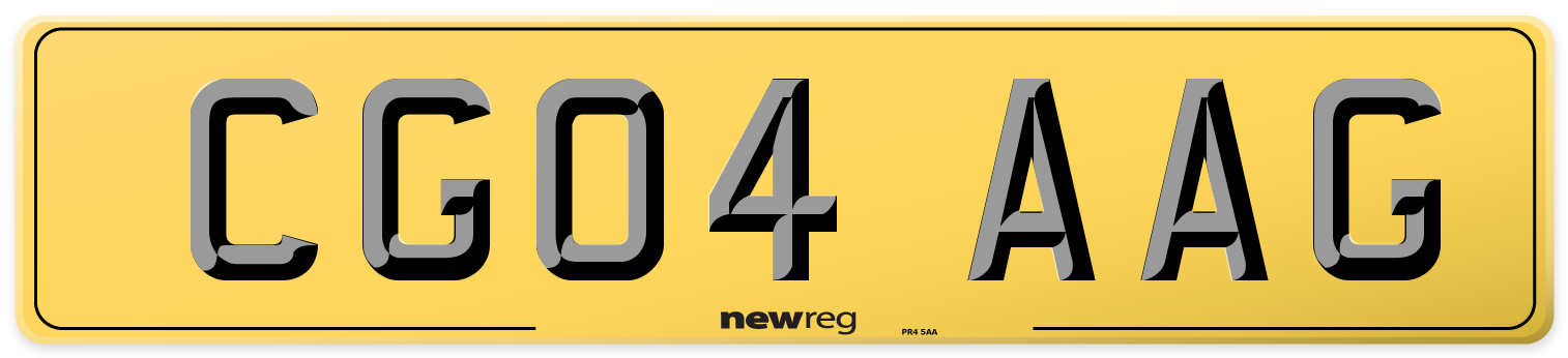 CG04 AAG Rear Number Plate