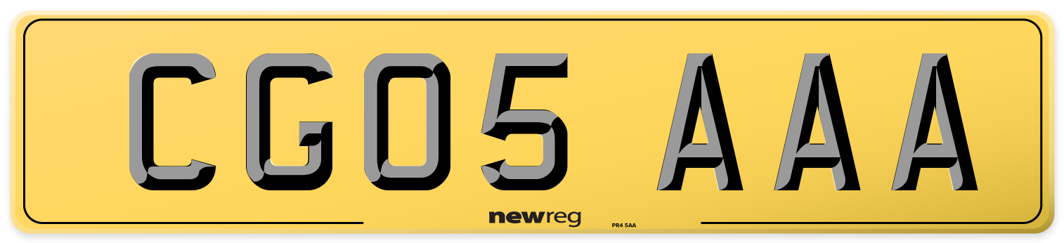 CG05 AAA Rear Number Plate