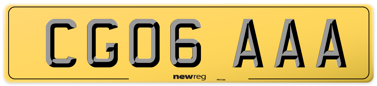 CG06 AAA Rear Number Plate